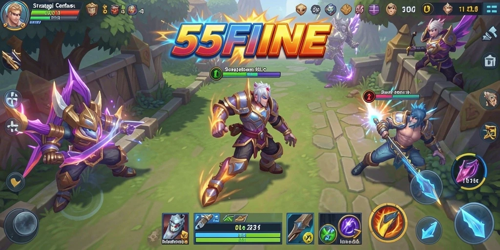Tampilan gameplay <strong>55FIVE</strong> yang menegangkan dan penuh strategi.