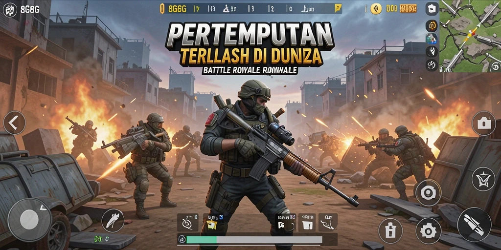 Gameplay seru dalam pertempuran Battle Royale di 8G8G.
