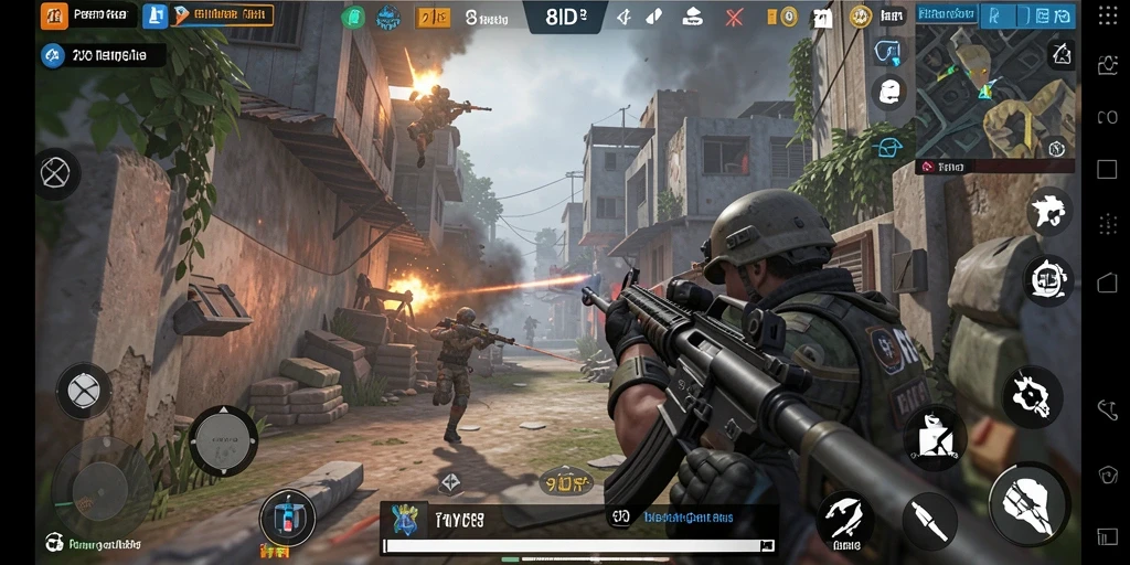 Screenshot menampilkan aksi menegangkan dari gameplay 8ID FPS.