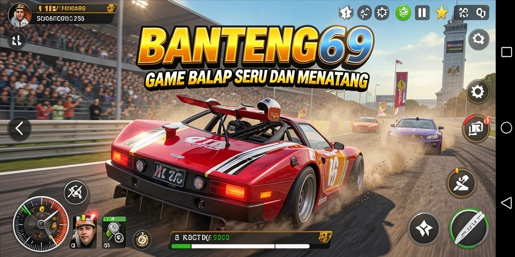Gameplay BANTENG69 yang menegangkan dan seru saat balapan.