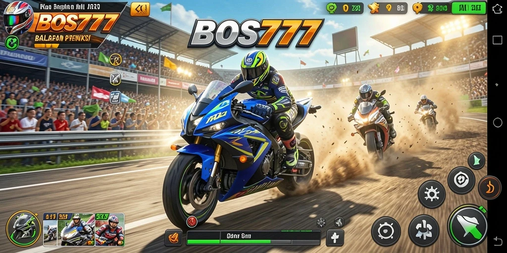Tampilan gameplay menarik dari BOS777 dengan balapan yang seru.