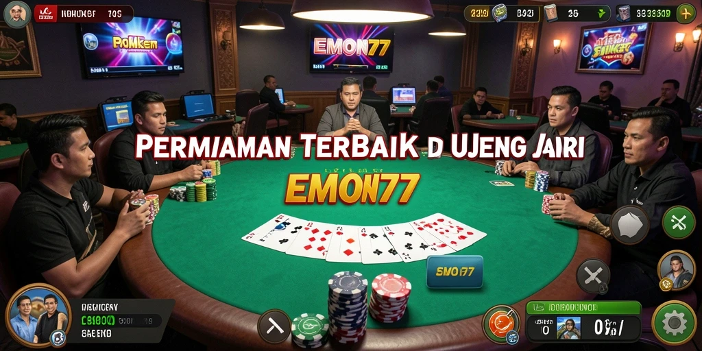 Tangkapan layar dari gameplay EMON77 yang menampilkan momen seru permainan Poker.