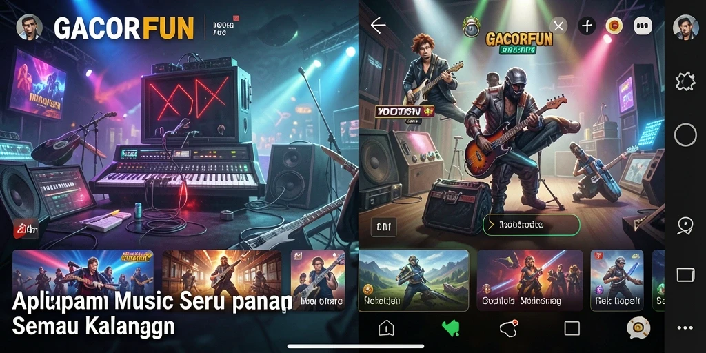 Screenshot utama GACORFUN menampilkan gameplay musik yang mengasyikkan.