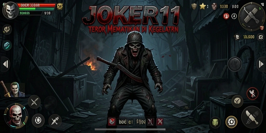 Screenshot gameplay menegangkan di JOKER11 yang memperlihatkan suasana Horror.