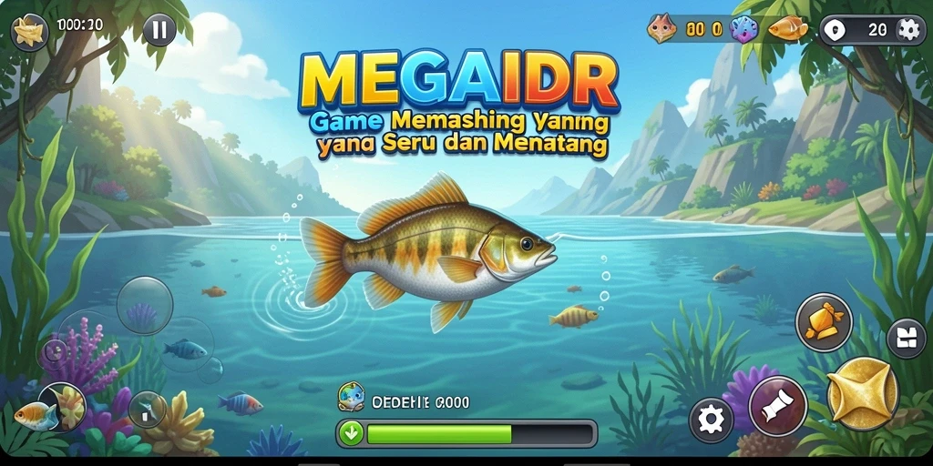 Tampilan gameplay MEGAIDR dengan aksi menangkap ikan yang seru.