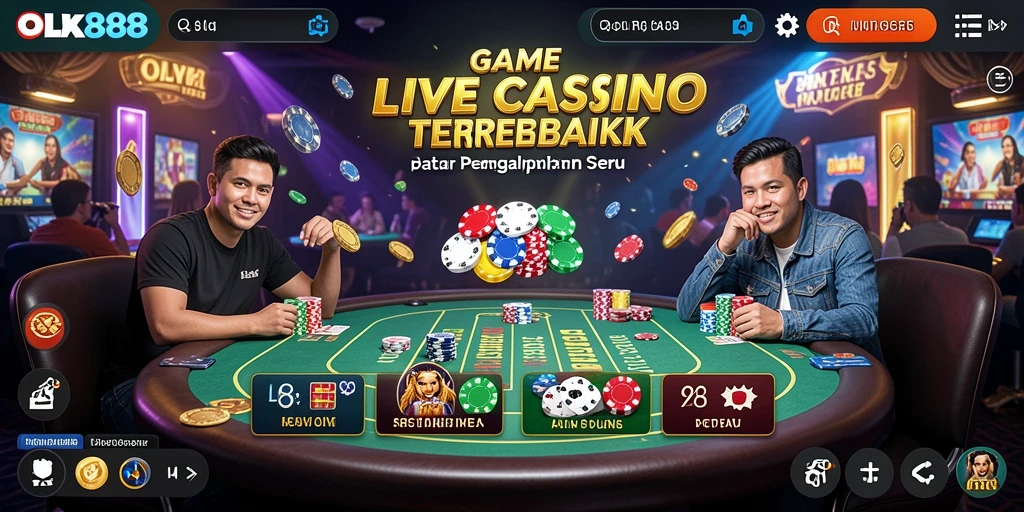 Tangkapan layar OLX888 yang menunjukkan dealer live di meja permainan.