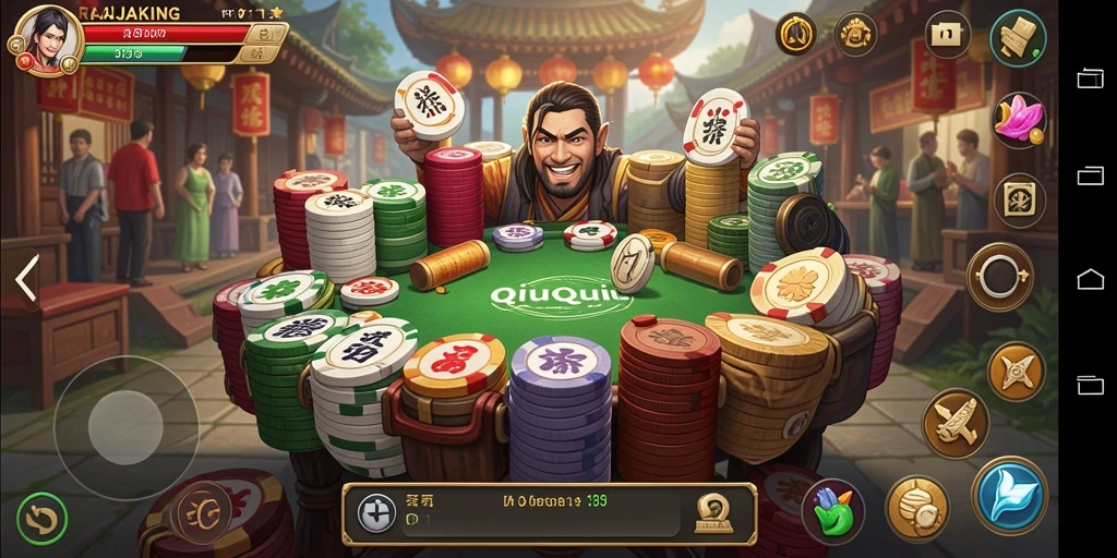 Tampilan menarik dari gameplay QiuQiu di RAJAKING.