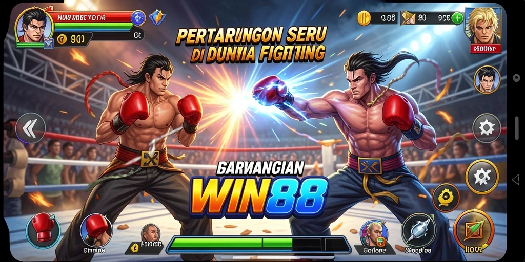 Tampilan gameplay WIN88 yang intens dalam pertarungan Fighting.